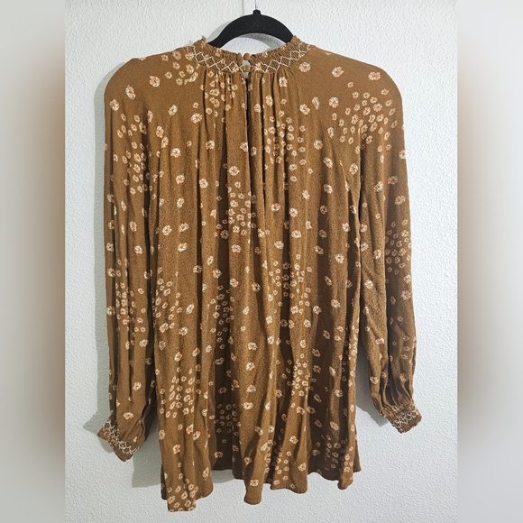 Free People Top XS Brown Flowers In Her Hair Boho Tunic - Picture 7 of 11